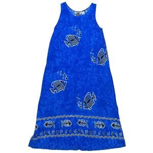 Vintage 90’s MTB - Meant to Be Fish 100% Rayon Summer Dress‎ Made in India - M